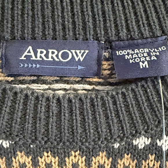 Arrow Men's Green Patterned Pullover Grandpa Sweater Size M NWT - Picture 5 of 8